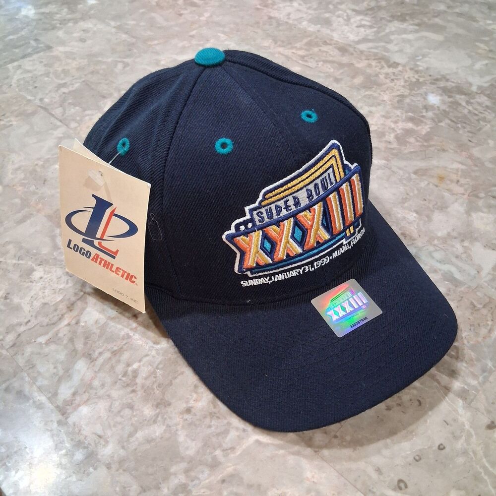 New VTG Logo Athletic Super Bowl XXXIII Miami 1999 Adjustable Strapback Cap Hat